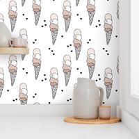 Hot summer beige pastel latte and moka coffee ice cream cone popsicle summer design print for kids