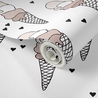 Hot summer beige pastel latte and moka coffee ice cream cone popsicle summer design print for kids