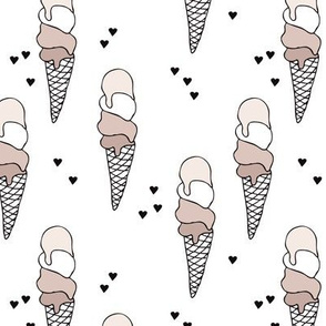 Hot summer beige pastel latte and moka coffee ice cream cone popsicle summer design print for kids