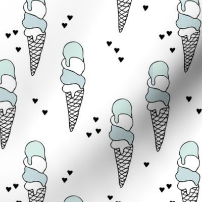 Hot summer blue pistaccio mint ice cream cone popsicle summer design print for kids