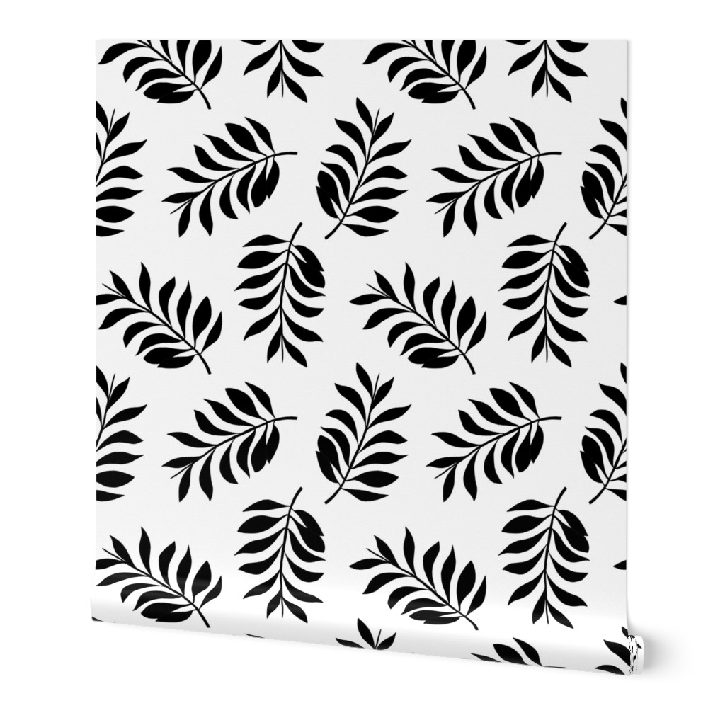 Palm spring leaves sweet minimal botanical garden summer design black and white