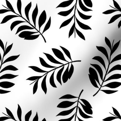 Palm spring leaves sweet minimal botanical garden summer design black and white