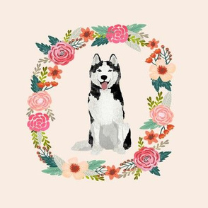 8 inch husky wreath florals dog fabric
