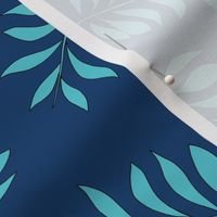 Palm spring leaves sweet minimal botanical garden summer design navy blue