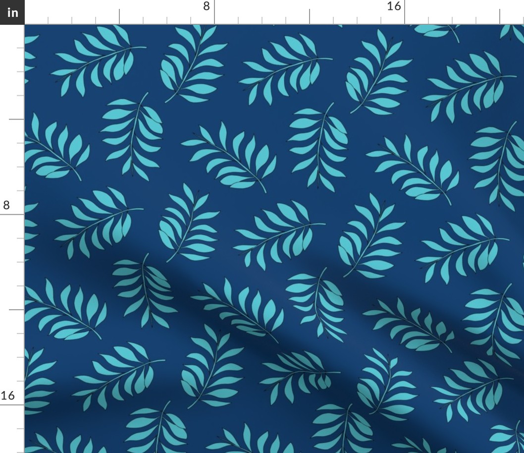 Palm spring leaves sweet minimal botanical garden summer design navy blue