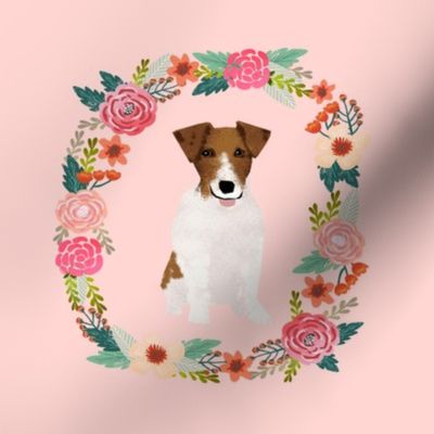 8 inch jack russell wreath florals dog fabric