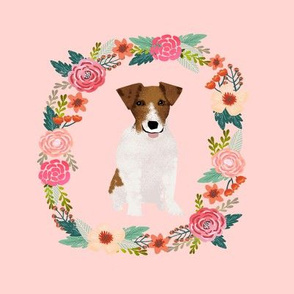 8 inch jack russell wreath florals dog fabric