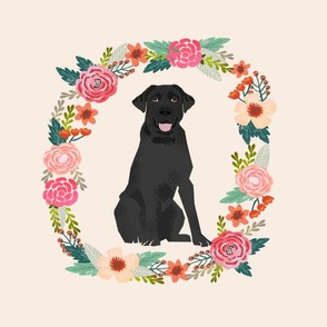 8 inch black lab wreath florals dog fabric