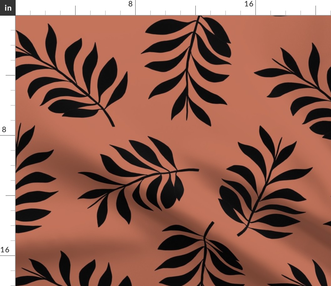 Palm spring leaves sweet minimal botanical garden summer design copper rusty brown XXL