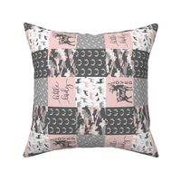 (3" small scale) You are so deerly loved / little lady - pink and grey camo - woodland patchwork (90)