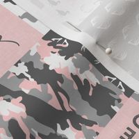 (3" small scale) You are so deerly loved / little lady - pink and grey camo - woodland patchwork (90)