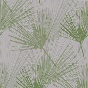 Palm Leaves - pale slate grey and foliage green