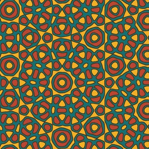 Moroccan flower tile - yellow, orange, teal 