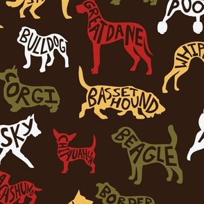 Typography Dog Breeds - BROWN