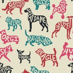 Typography Dog Breeds - TAN