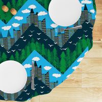 forest and city chevron full color large
