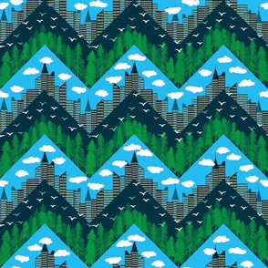 forest and city chevron full color