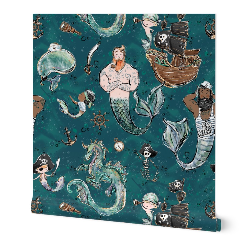 Pirate Mermen Party (Teal) (Big) 