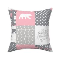 fearfully and wonderfully made patchwork (bear) - custom pink and grey C18BS