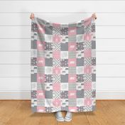 fearfully and wonderfully made patchwork (bear) - custom pink and grey C18BS