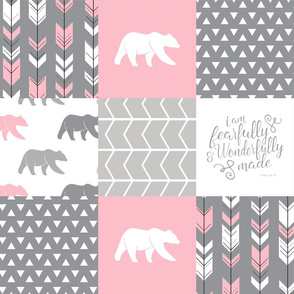 fearfully and wonderfully made patchwork (bear) - custom pink and grey C18BS