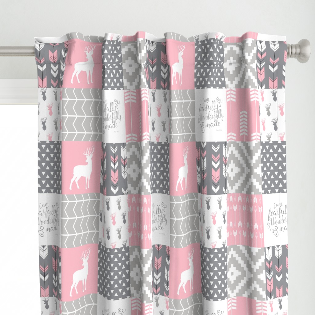 fearfully and wonderfully made patchwork (buck) - custom pink and grey