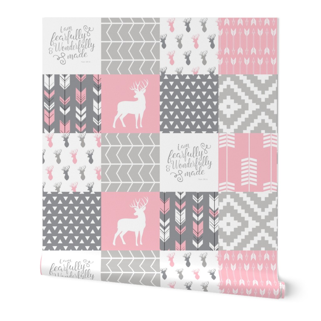 fearfully and wonderfully made patchwork (buck) - custom pink and grey