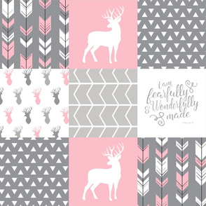 fearfully and wonderfully made patchwork (buck) - custom pink and grey