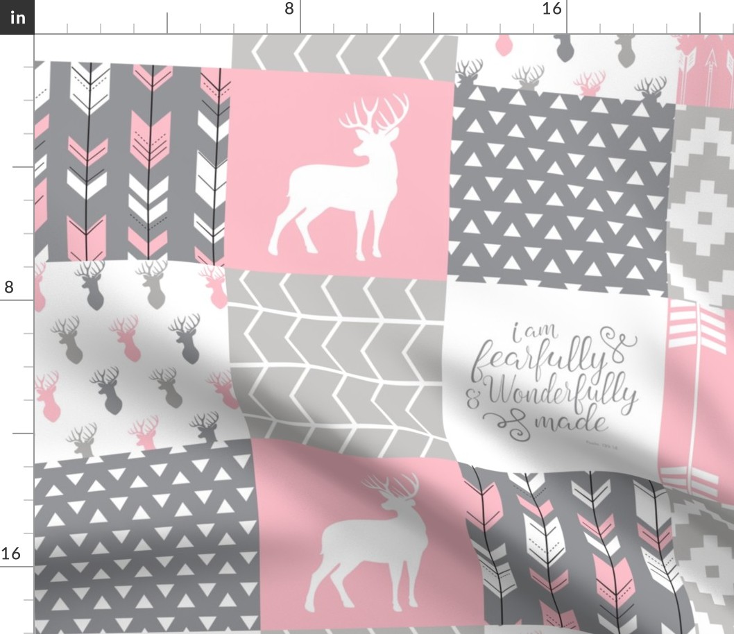 fearfully and wonderfully made patchwork (buck) - custom pink and grey