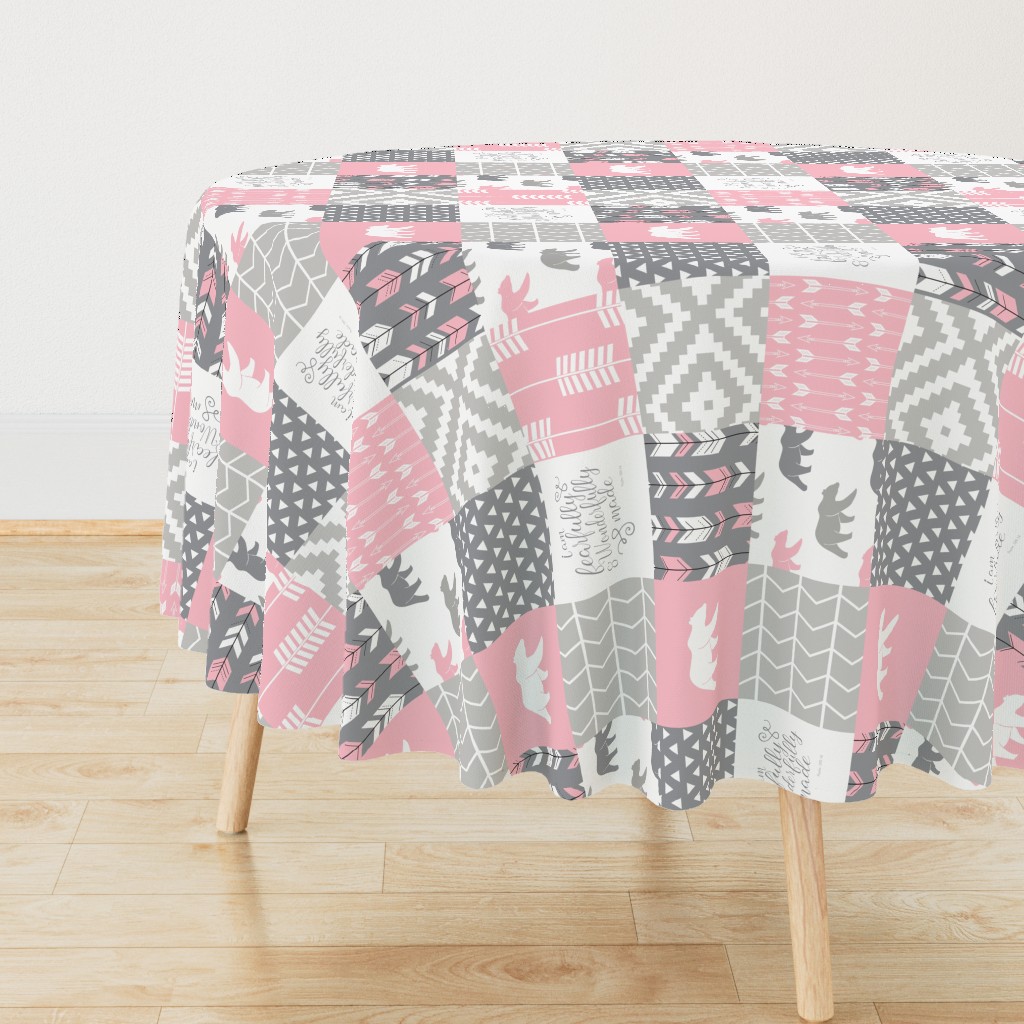 fearfully and wonderfully made patchwork (bear)- custom pink and grey (90) C18BS