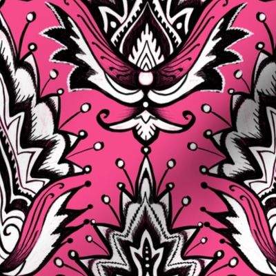 pink and black girly glam damask