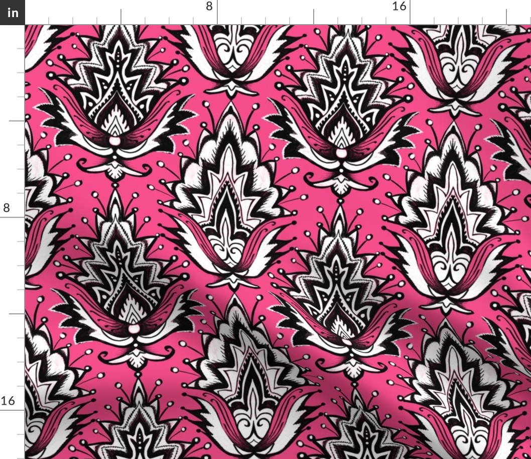 pink and black girly glam damask