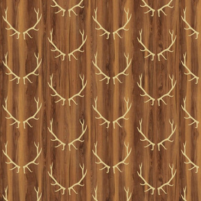 Tan Elk Antlers // Dark Wood Grain // Small