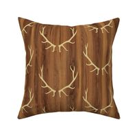 Tan Elk Antlers // Dark Wood Grain // Large