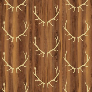 Tan Elk Antlers // Dark Wood Grain // Large
