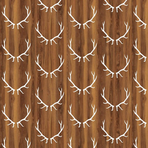 White Elk Antlers // Dark Wood Grain // Small