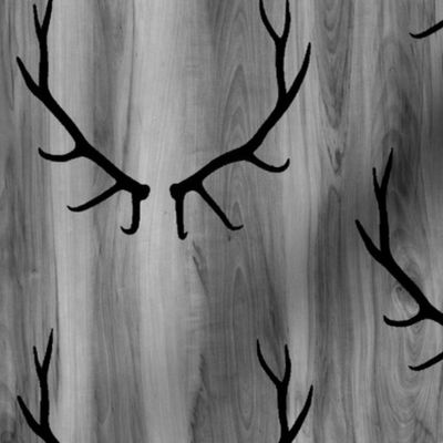 Elk Antlers // Grey Wood Grain // Large