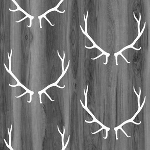 White Elk Antlers // Grey Wood Grain // Small