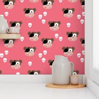 Little pirate sailor monkey kids design with skulls pink