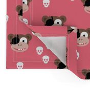 Little pirate sailor monkey kids design with skulls pink