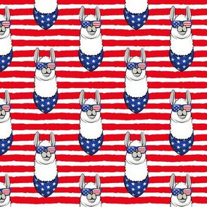 llamas with patriotic glasses (red stripes)