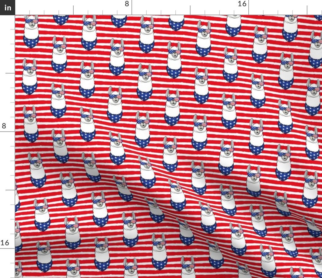 llamas with patriotic glasses (red stripes)