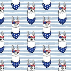 llamas with patriotic glasses (blue stripes)