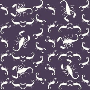 small - scorpions in white on dark purple