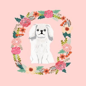 8 inch pekingese white floral wreath flowers dog breed fabric 