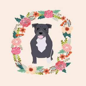 8 inch pitbull floral wreath flowers dog breed fabric 
