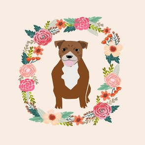 8 inch pitbull chocolate floral wreath flowers dog breed fabric 