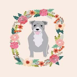 8 inch pitbull grey floral wreath flowers dog breed fabric 