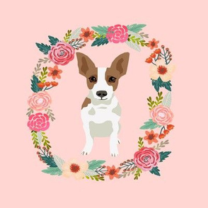 8 inch rat terrier floral wreath flowers dog breed fabric 