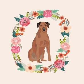 8 inch rhodesian ridgeback floral wreath flowers dog breed fabric 